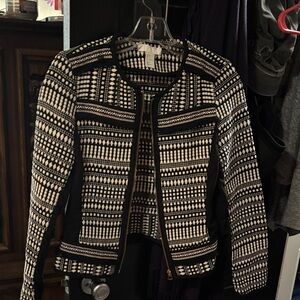 H&M Black and Cream Patterned Blazer